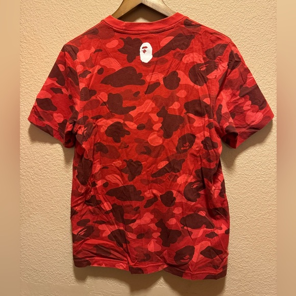 Adidas Bape Logo T Shirt Red White Size M - Picture 5 of 7